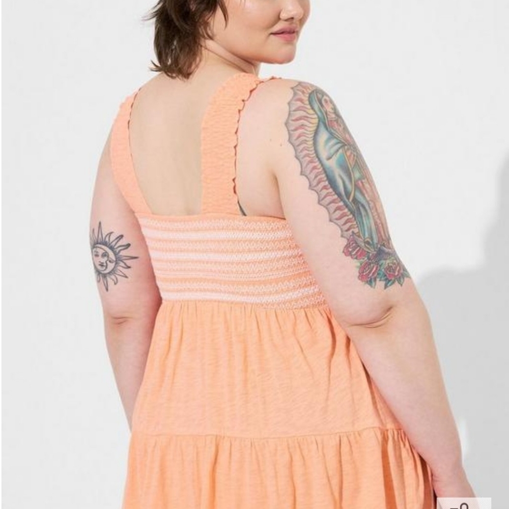 Cotton Modal Slub Square Neck Smocked Babydoll